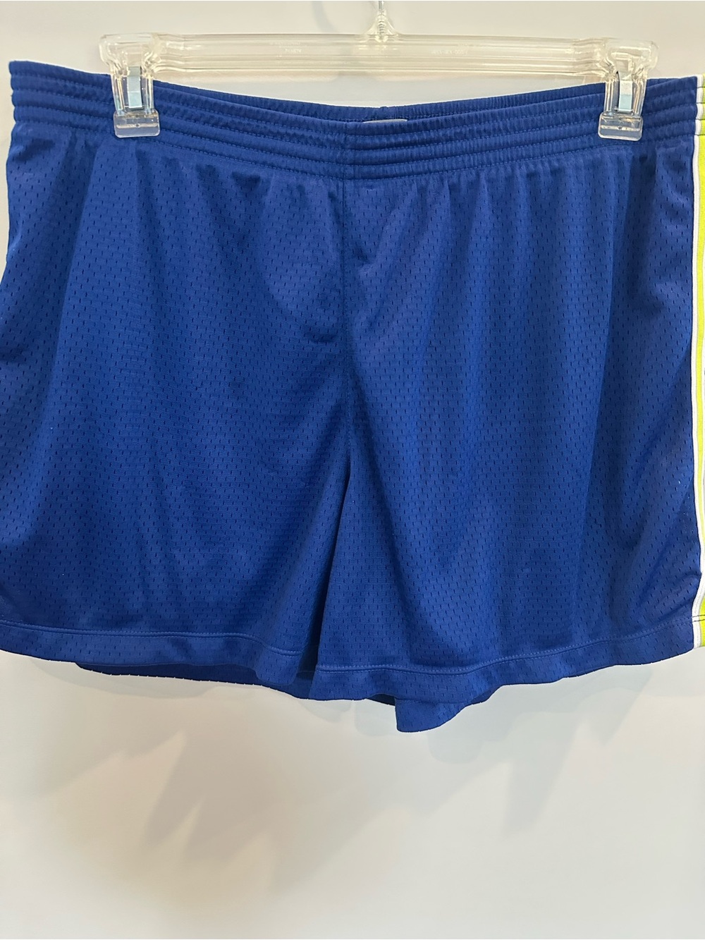 Champion Blue Mesh Athletic Shorts with Yellow Stripe